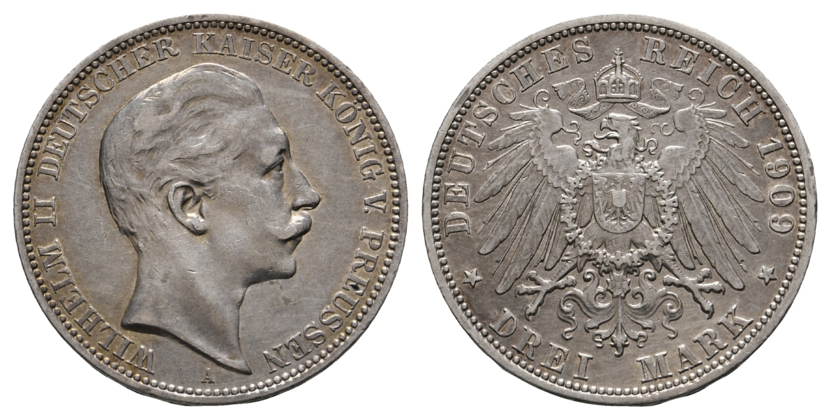  Preussen; Drei Mark 1909   