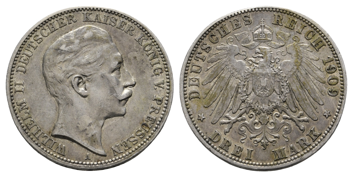  Preussen; Drei Mark 1909   