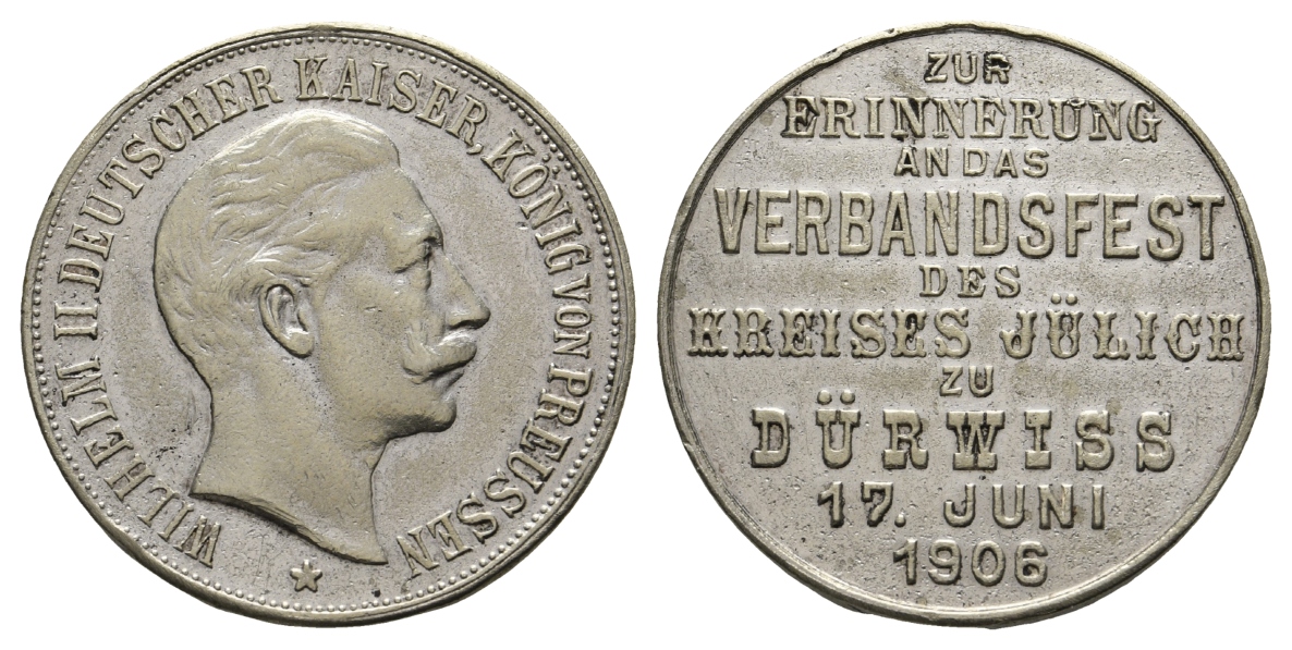  Preussen, Medaille; 1906 versilbert; 16,43 g, Ø 38,7 mm   