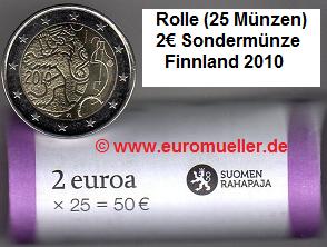 Finnland Rolle 2 Euro Sondermünze 2010...125 J. finn. Währung   