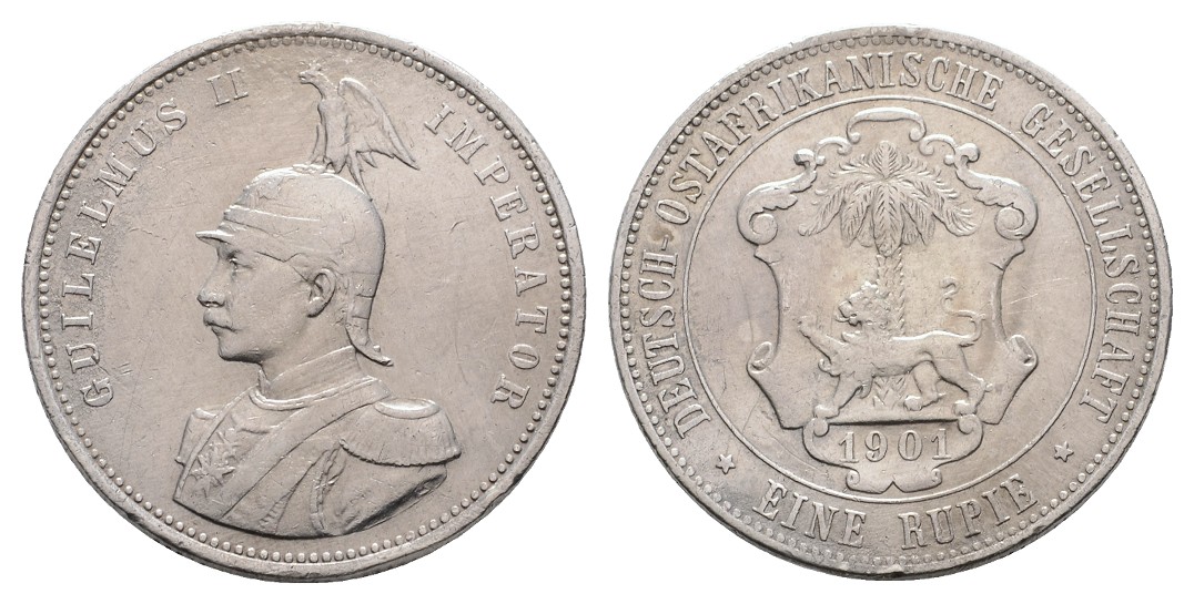  Linnartz Deutsch Ostafrika Wilhelm II., 1 Rupie 1901  ss+   