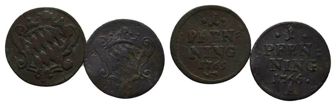  Altdeutschland; 2 Kleinmünzen 1765/1766   