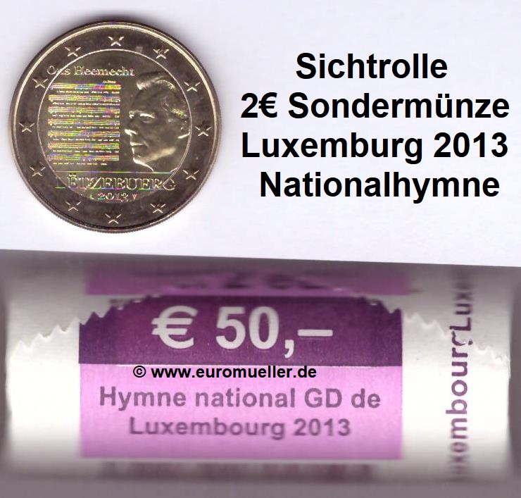 Luxemburg Rolle...2 Euro Sondermünze 2013...Nationalhymne   
