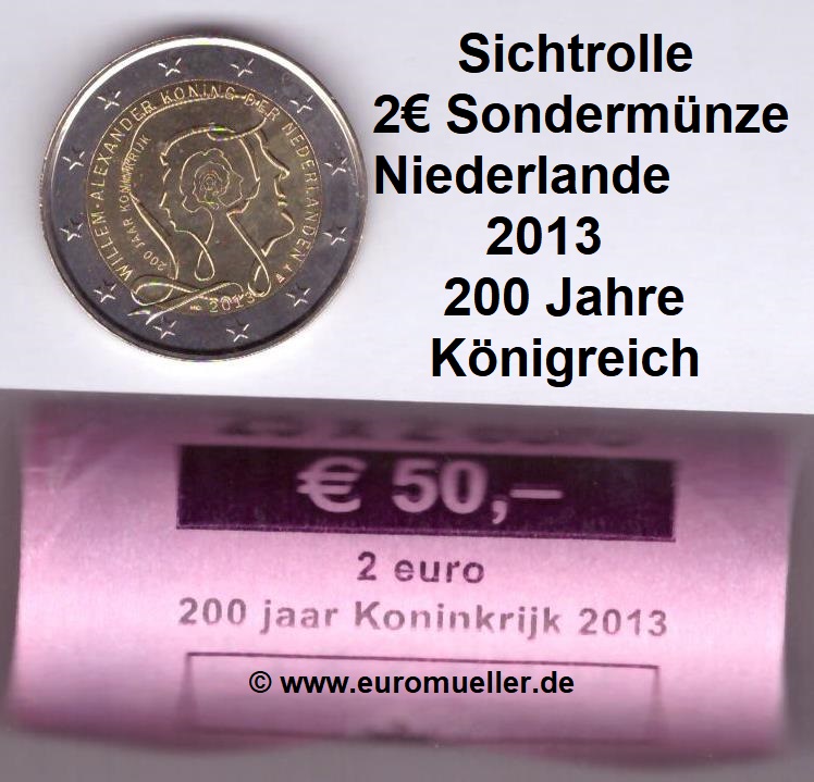 Niederlande Rolle...2 Euro Gedenkmünze 2013...Königreich   