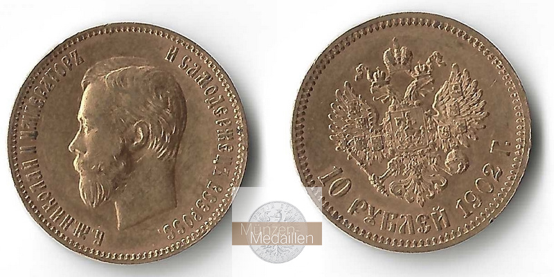 Russland  10 Rubel  1902 MM-Frankfurt Feingold: 7,76g Zar Nikolaus II. 1894-1917  