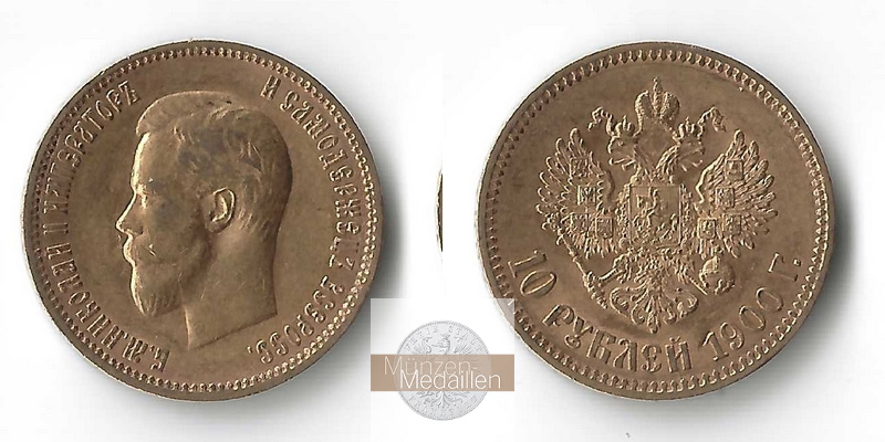 Russland  10 Rubel  1900 MM-Frankfurt Feingold: 7,76g Zar Nikolaus II. 1894-1917  