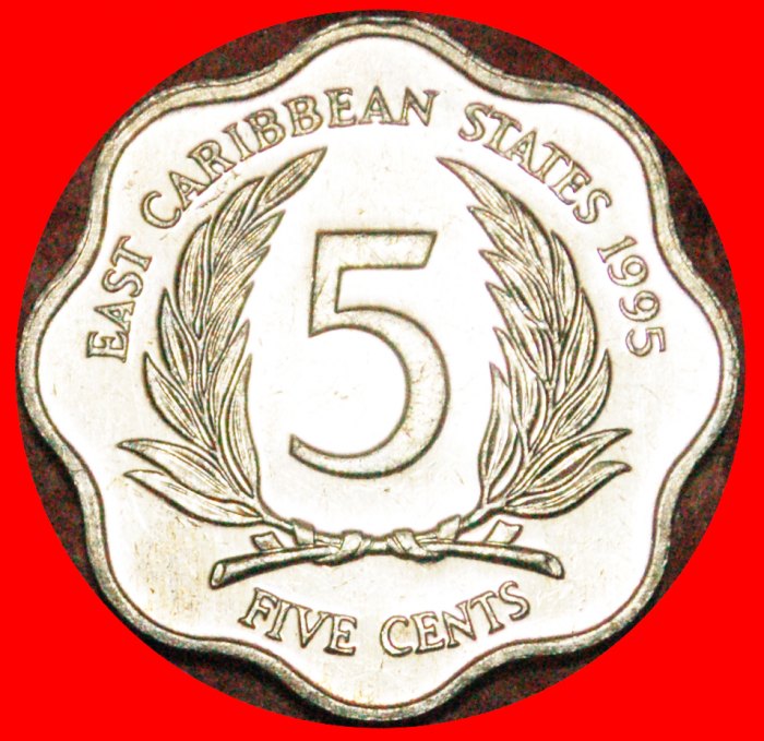  · SCALLOPED (1981-2000): EAST CARIBBEAN TERRITORIES★5 CENTS 1995 MINT LUSTER!★LOW START★ NO RESERVE!   