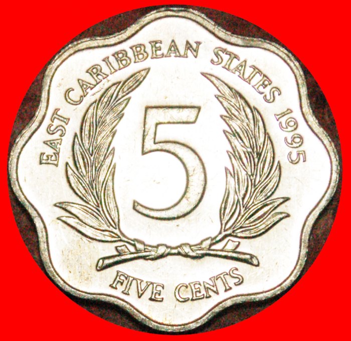 · SCALLOPED (1981-2000): EAST CARIBBEAN TERRITORIES★5 CENTS 1995 MINT LUSTER!★LOW START★ NO RESERVE!