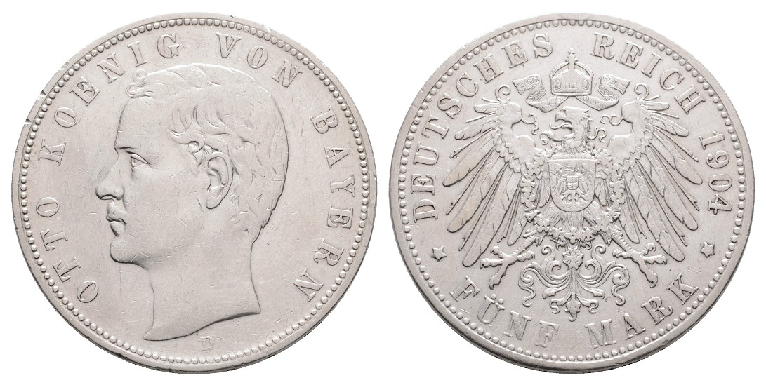  Linnartz KAISERREICH Bayern Otto 5 Mark 1904 D ss   