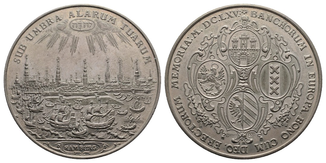  Linnartz Hamburg-Stadt Bankportugalöser 1665 Neuprägung 36,5/835er,50 mm, PP   