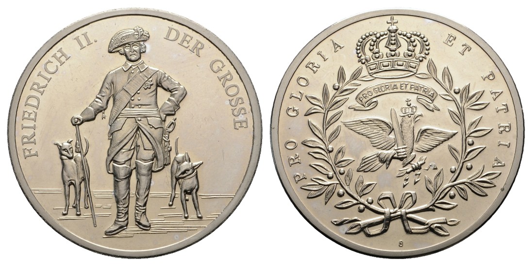  Linnartz Preussen Friedrich der Große Silbermedaille o.J., 32,1 Gr, 40 mm, PP   