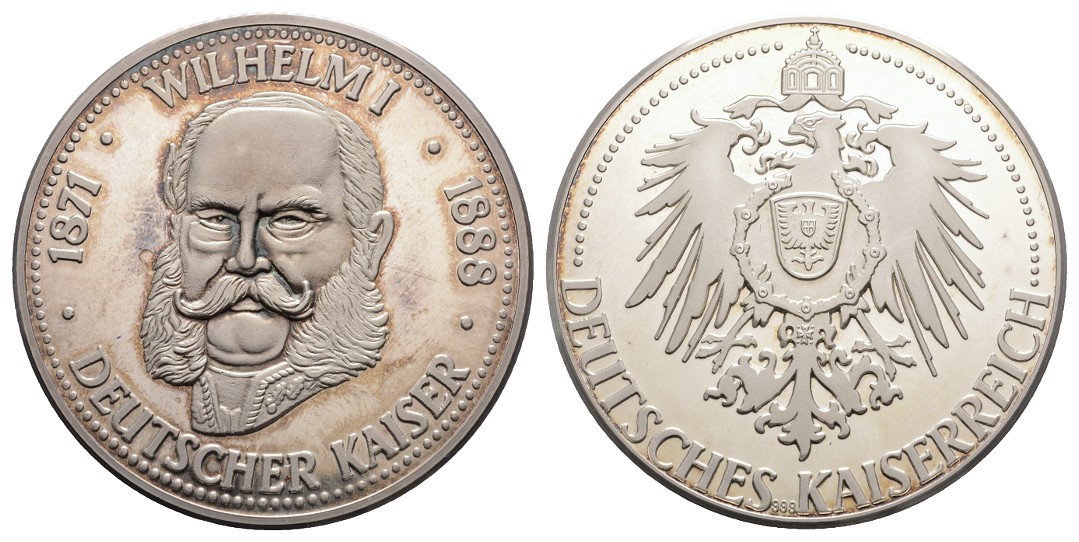  Linnartz Preussen Wilhelm I.,1797-1888, Feinsilbermedaille o.J., 34/fein, 50 mm, PP   