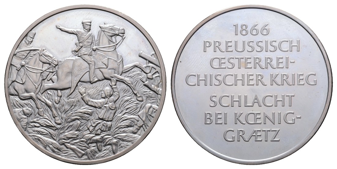  Linnartz Preussen , Silbermed.1866, Schlacht König-Grätz, 40,4/925 , 44,5 mm, PP   