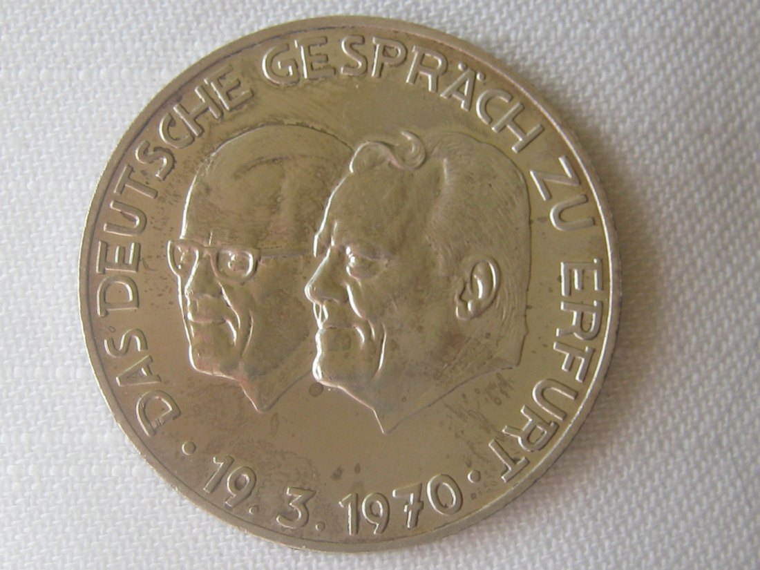 Silbermedaille Das deutsche Gespräch zu Erfurt;1970; 1000er Silber;25 Gramm