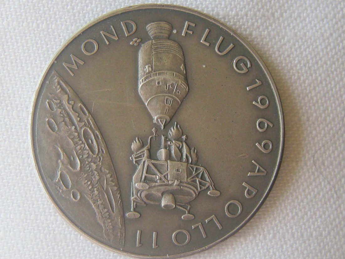 Silbermedaille Wernher v. Braun; Mondflug 1969; 1000er Silber; 25,22 Gramm