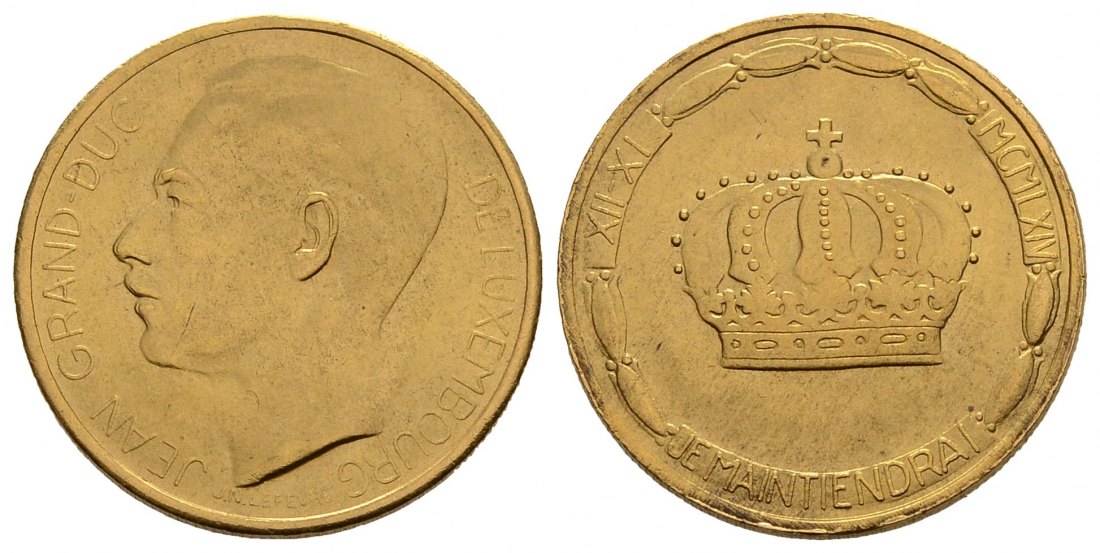 PEUS 3768 Luxemburg 5,81 g Feingold. Zur Krönung Jean (12.11.1964 - 2000) 20 Francs GOLD 1964 Vorzüglich