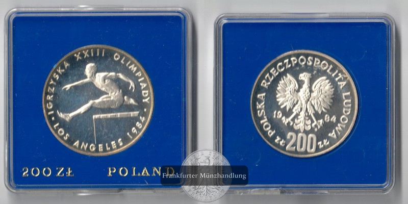  Polen,  200 Zloty  1984  XXIII. Olympische Sommerspiele in LA FM-Frankfurt  Feinsilber: 12,3g   