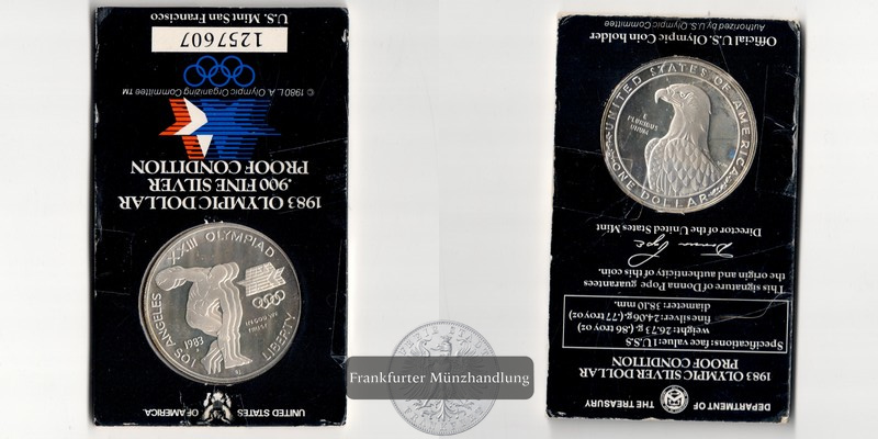  USA  1 Dollar  1983 S   Los Angeles XXIII Olympia    FM-Frankfurt  Feinsilber: 24,06g   
