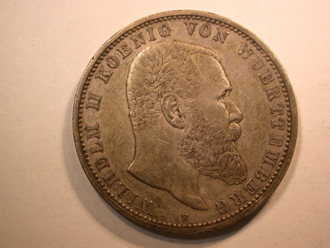 D17 KR 5 Mark Württemberg 1906 ss-vz/f.vz seltener! Silber Originalbilder