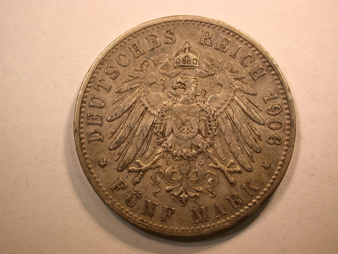  D17 KR  5 Mark  Württemberg 1906 ss-vz/f.vz seltener! Silber Originalbilder   