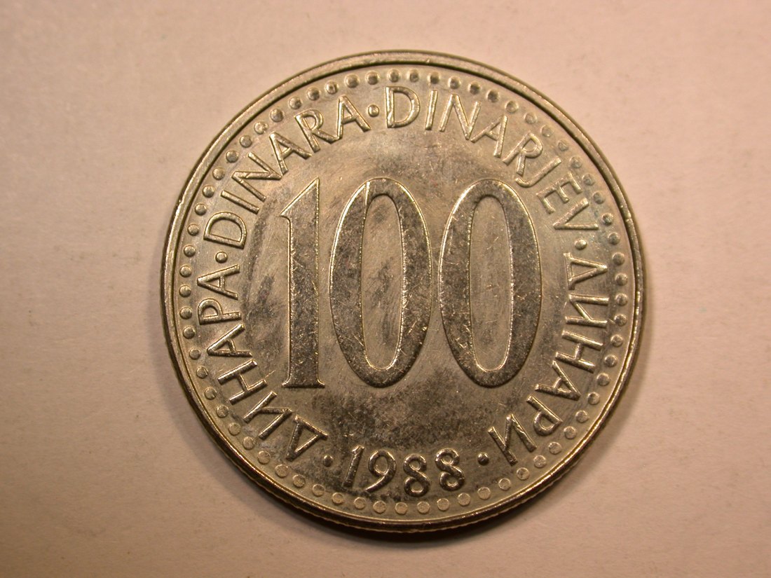  D17 Jugoslawien 100 Dinar 1988 in vz-st  Originalbilder   