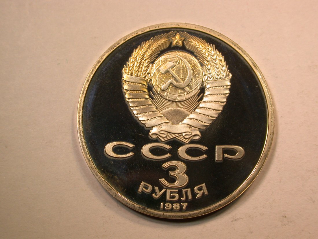  D17 UDSSR/Rußland  3 Rubel  1987 70 Jahre Revolution in PP Originalbilder   