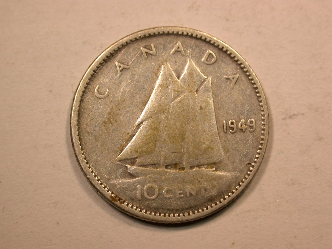 D18 Kanada 10 Cent 1949 in ss Originalbilder