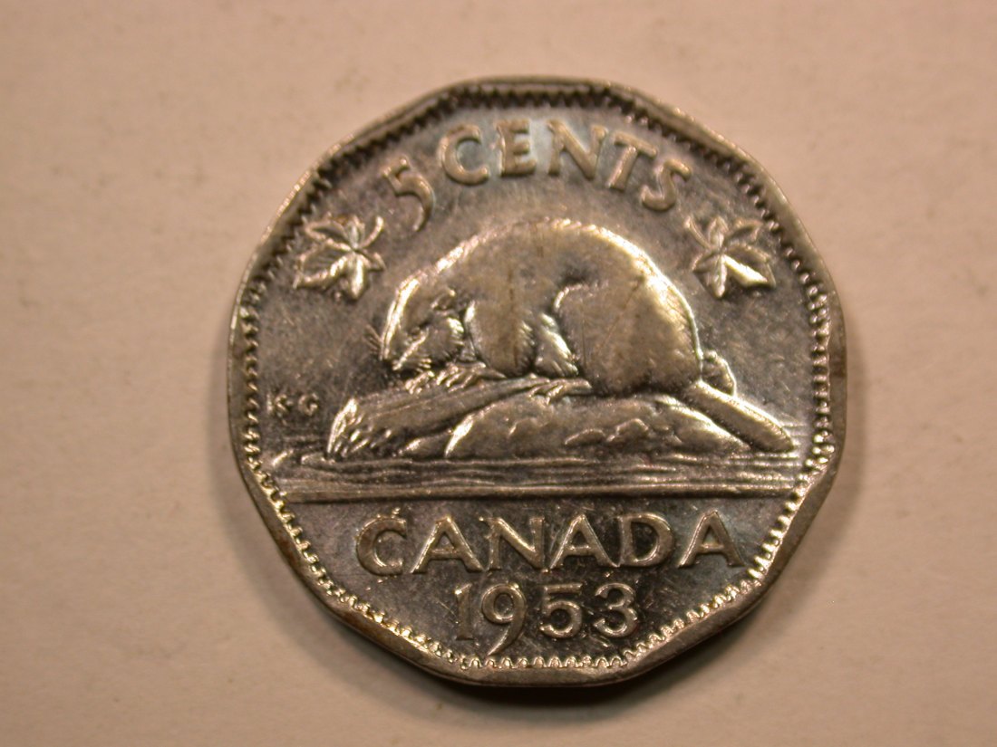  D18  Kanada  5 Cent  1953 in ss+   Originalbilder   