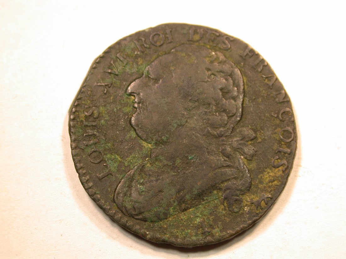 D18 Frankreich 12 Deniers 1792 Louis XVI in f.ss Zainende Originalbilder