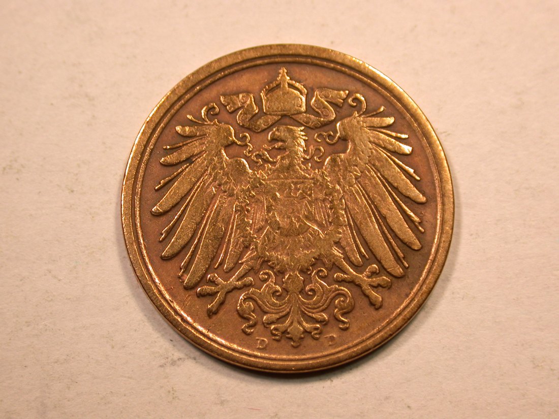  D18  KR  1 Pfennig  1890 D in f.ss, l.geputzt   Originalbilder   