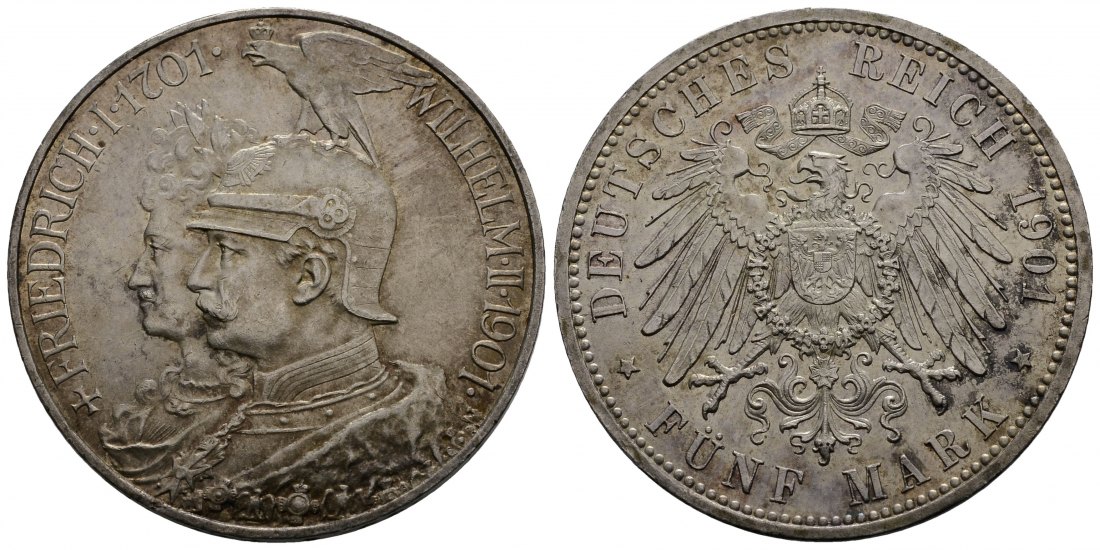 PEUS 3882 Kaisserreich - Preußen 200 Jahre Königreich 5 Mark 1901 Sehr schön / Vorzüglich