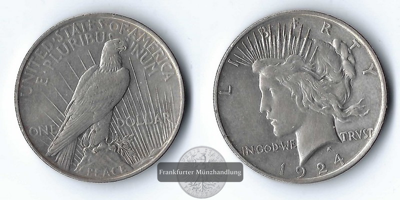  USA  1 Dollar  1924  Peace Dollar    FM-Frankfurt    Feinsilber: 24,06g   