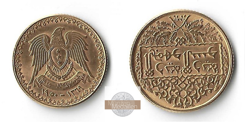 Syrien MM-Frankfurt Feingold: 6,08g Gold 1 Pfund 1950 vz