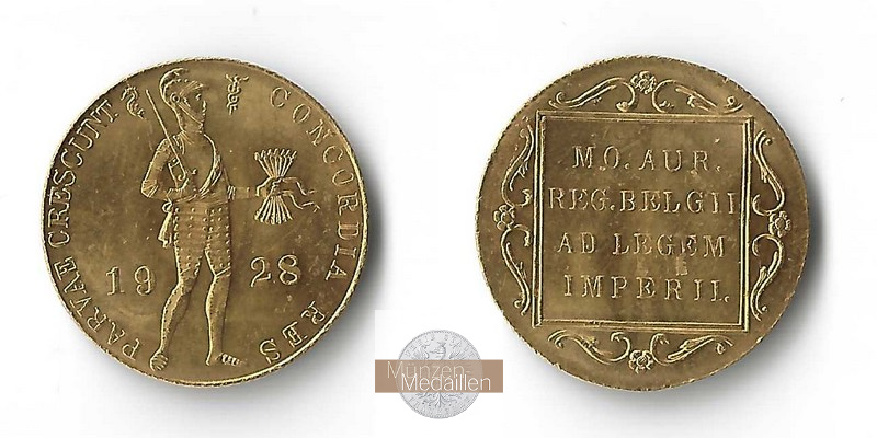 Niederlande MM-Frankfurt  Feingewicht: 3,43g Gold 1 Dukat 1928 ss