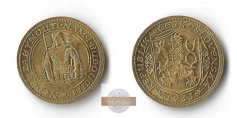 Tschechoslowakei MM-Frankfurt Feingewicht: 3,44g Gold 1 Dukat 1933 vz