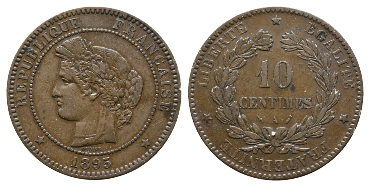  Frankreich; 2 Kleinmünze 1895   
