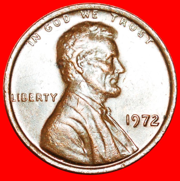  · MEMORIAL (1959-1982): USA ★ 1 CENT 1972! LINCOLN (1809-1865) LOW START ★ NO RESERVE!   