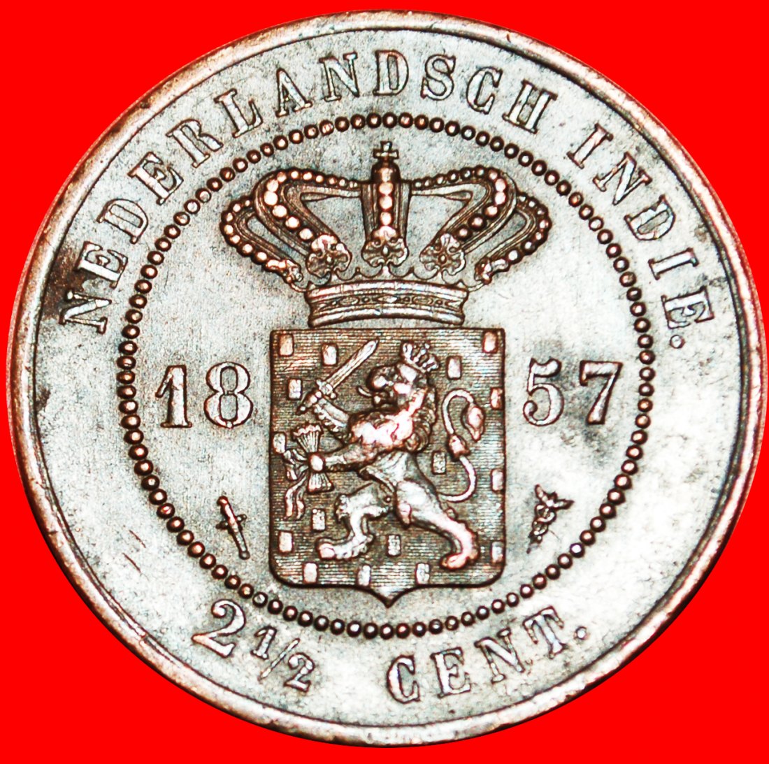  · LÖWE (1856-1913): NIEDERLÄNDISCH-INDIEN ★ 2 1/2 CENTS 1857! OHNE VORBEHALT!   