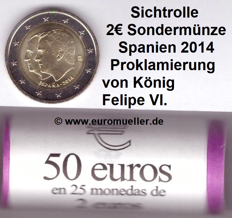 Spanien Rolle...2 Euro Sondermünze 2014...Felipe   