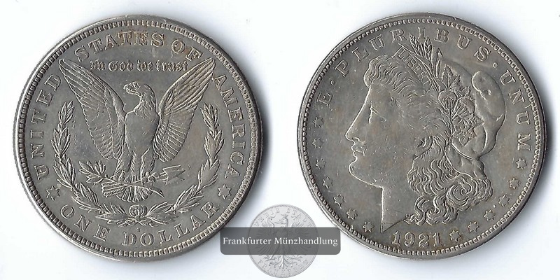  USA,  1 Dollar   1921   Morgan Dollar   FM-Frankfurt   Feinsilber: 24,06g   