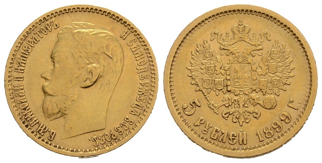 PEUS 3837 Russland 3,87 g Feingold. Zar Nikolaus II. (1894 - 1917) 5 Rubel GOLD 1899 ЭБ Sehr schön