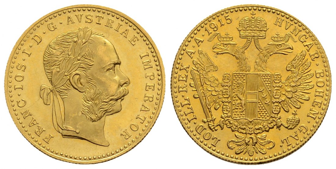 PEUS 3913 Österreich 3,44 g Feingold. Franz Joseph I. (1848 - 1916) 1 Dukat (off.NP) GOLD 1915 Stempelglanz