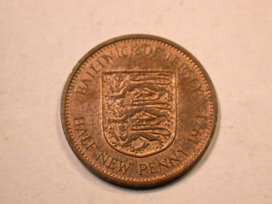 E20 Ballwick of Jersey 1/2 New Cent 1971 in vz-st/f.st Originalbilder
