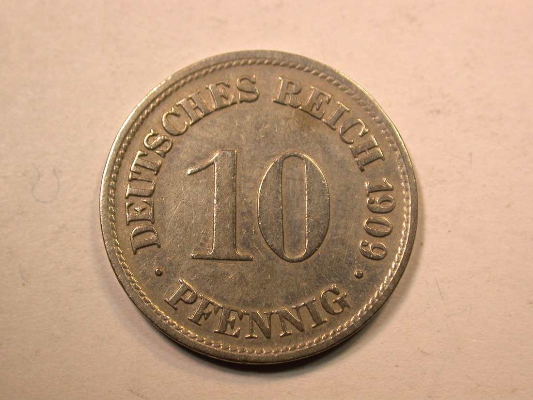  E20  KR 10 Pfennig  1909 D in ss+  Originalbilder   