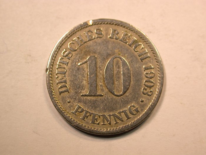 E20 KR 10 Pfennig 1903 A in ss, geputzt Originalbilder