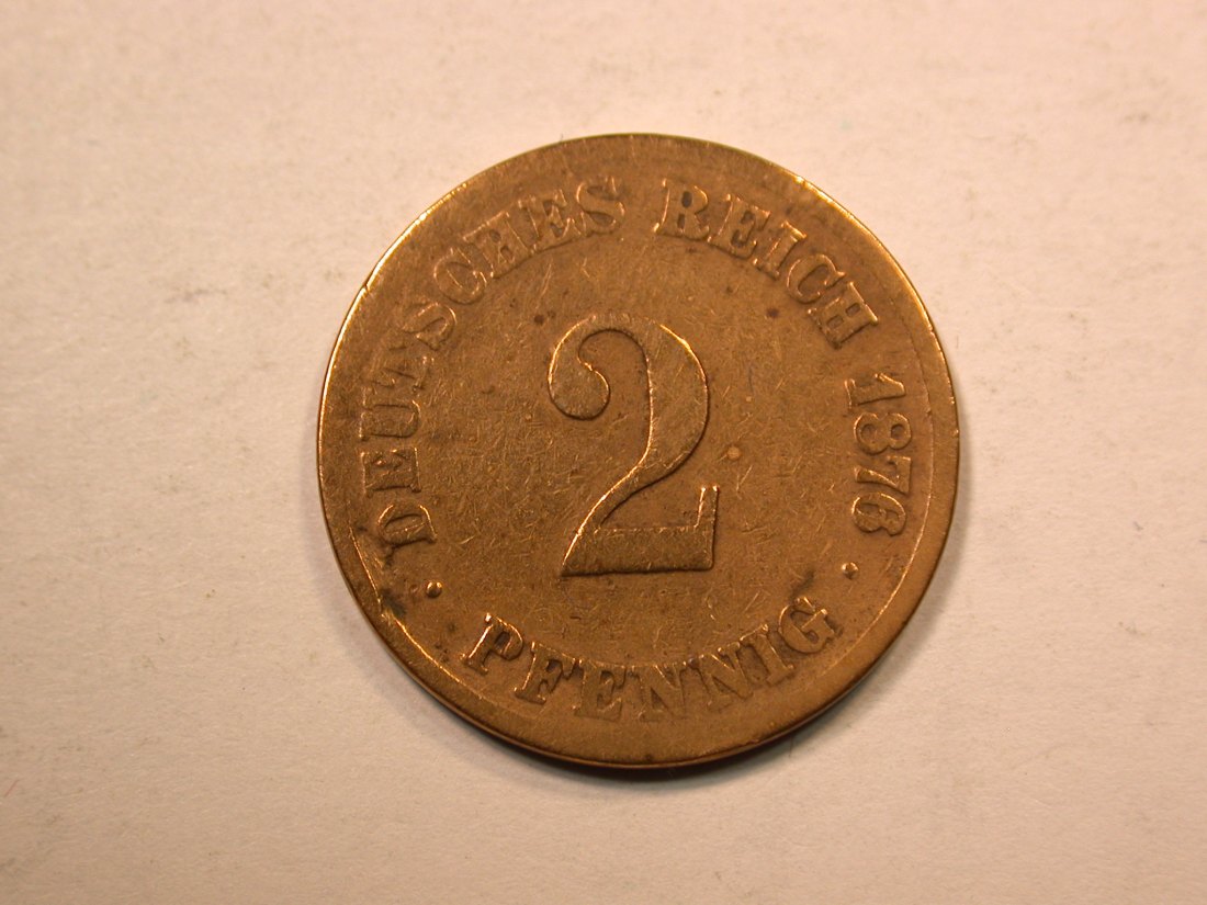 E20 KR 2 Pfennig 1876 H in f.s, Druckstelle Originalbilder