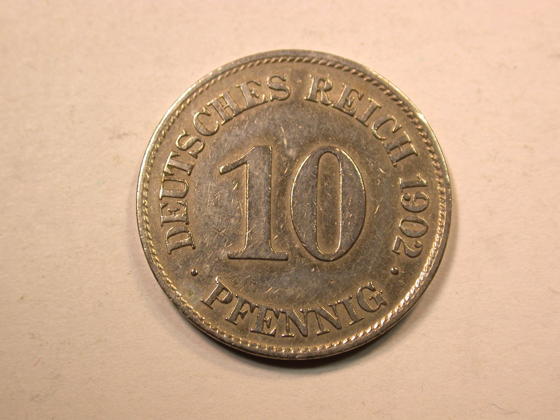 E20 KR 10 Pfennig 1902 E in ss, geputzt Originalbilder