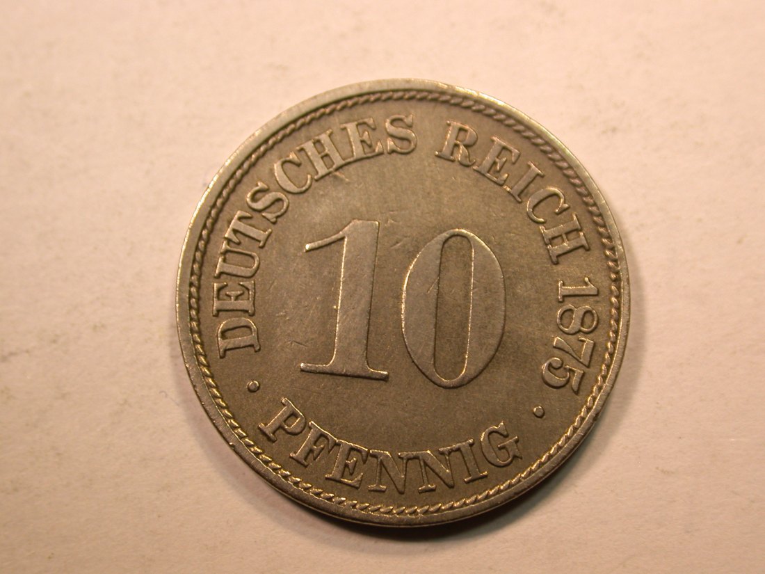  E20  KR  10 Pfennig  1875 G in f.vz, geputzt  Originalbilder   