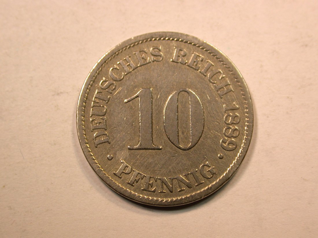 E20 KR 10 Pfennig 1889 J in s-ss Originalbilder