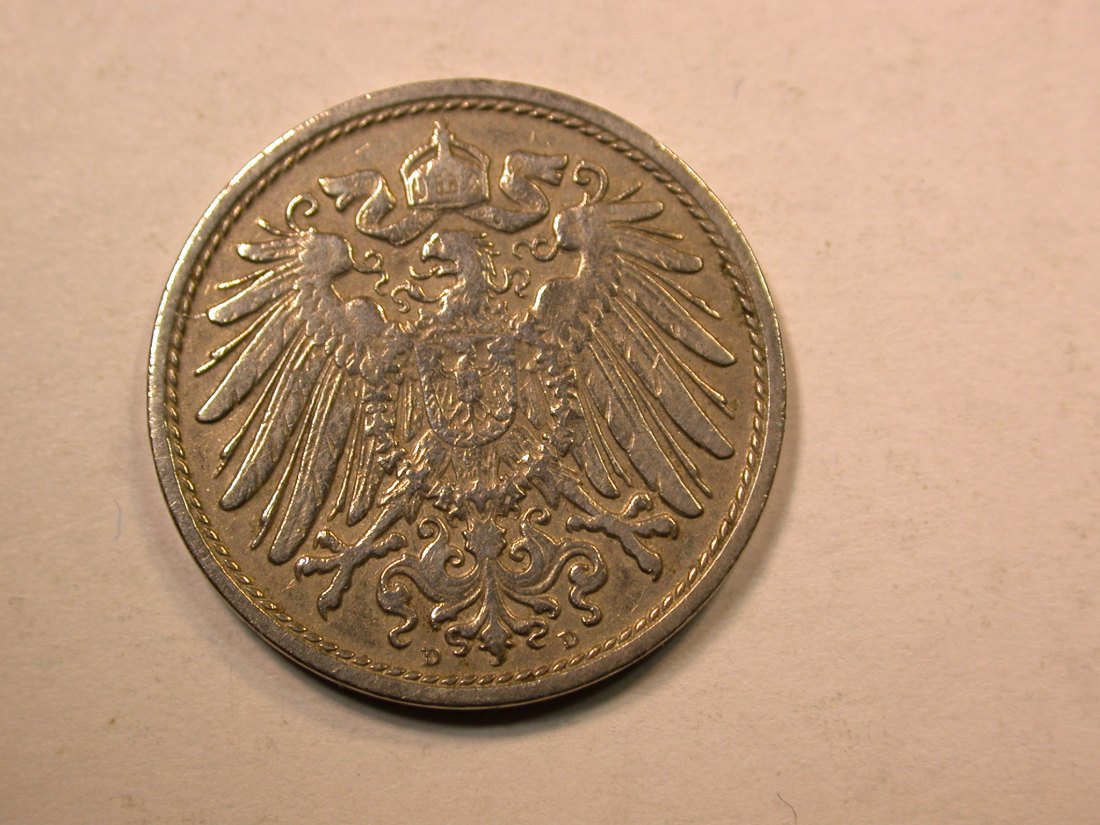  E20  KR  10 Pfennig  1901 D in ss, l.geputzt  Originalbilder   